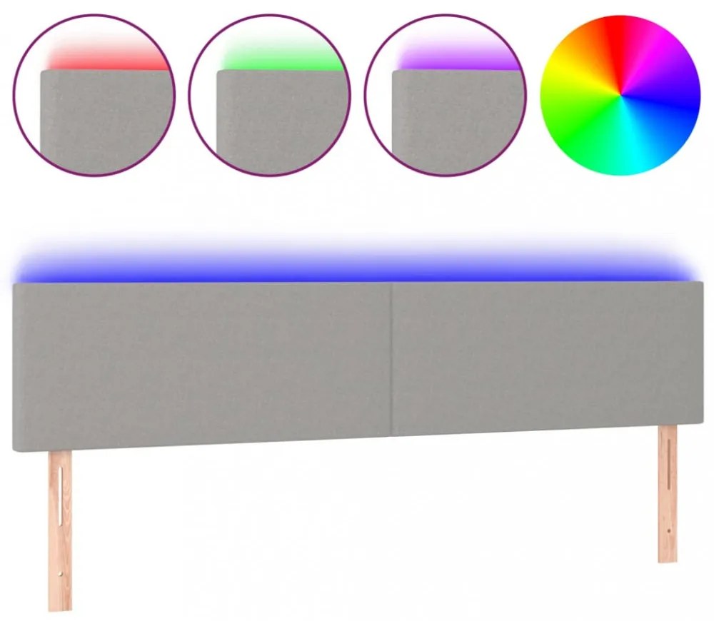 világosszürke szövet LED-es fejtámla 200x5x78/88 cm