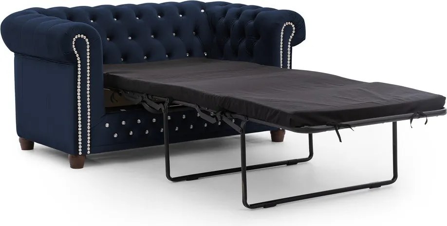 Kék bársony kinyitható kanapé 148 cm York Blik – Ropez