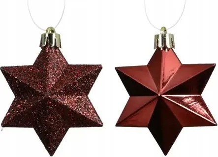 Hungarocell csillag gömbök sötétpiros fényes/matt/csillámos 9cm 12db