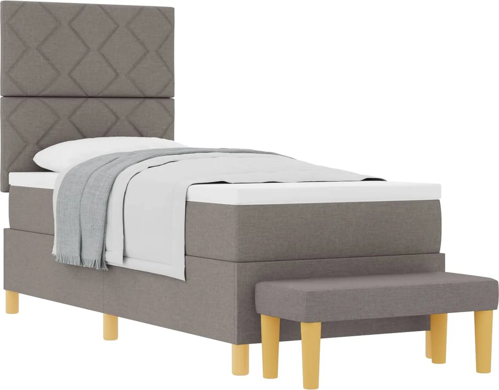 vidaXL Boxrugós ágy matracmal fejtámlával Tópszínű 80 x 200 cm szövet