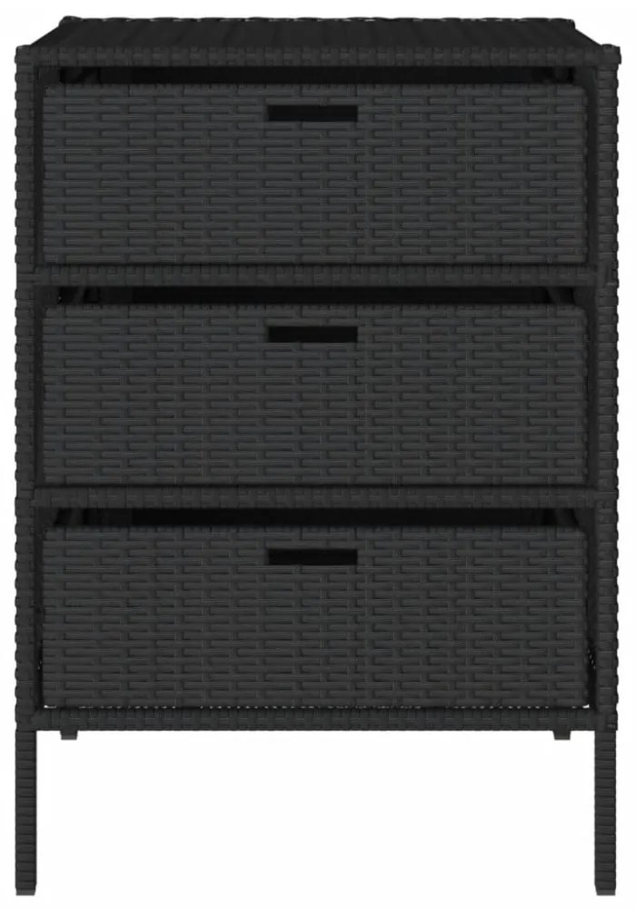 fekete polyrattan kerti tárolószekrény 55 x 59 x 80 cm