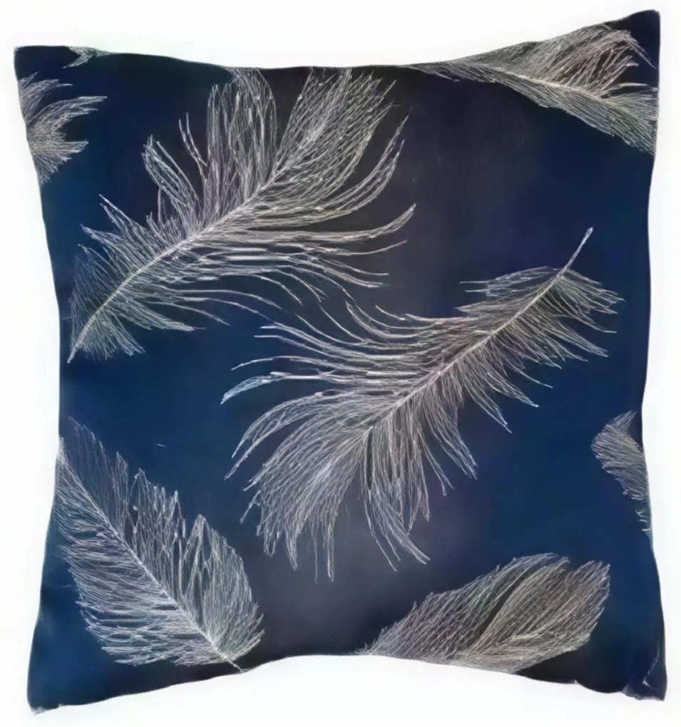 Dekoratív párnahuzat 45x45cm tollak kék TiaHome