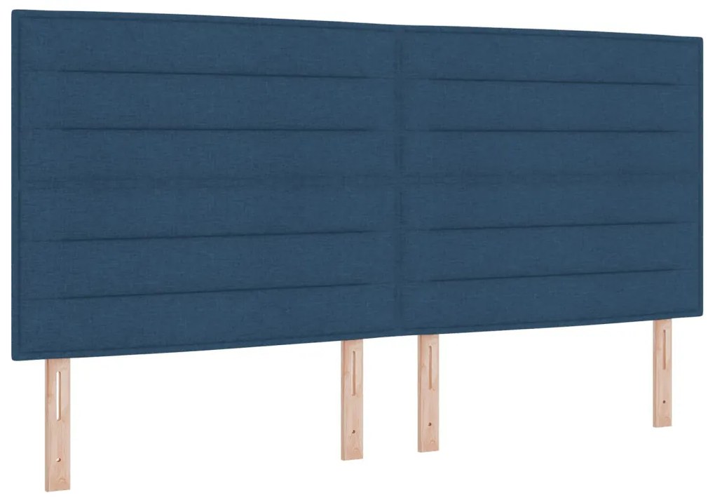 vidaXL Boxspring ágy matraccal és LED világítással, kék szövet, 200x200 cm