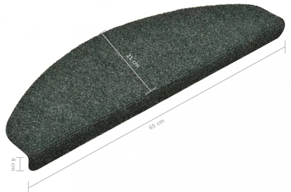 15 db zöld tűlyukasztott öntapadó lépcsőszőnyeg 65 x 21 x 4 cm