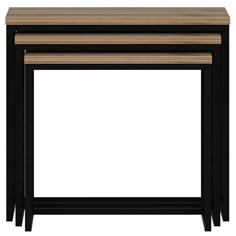 Evia Walnut tárolóasztal, 3 db