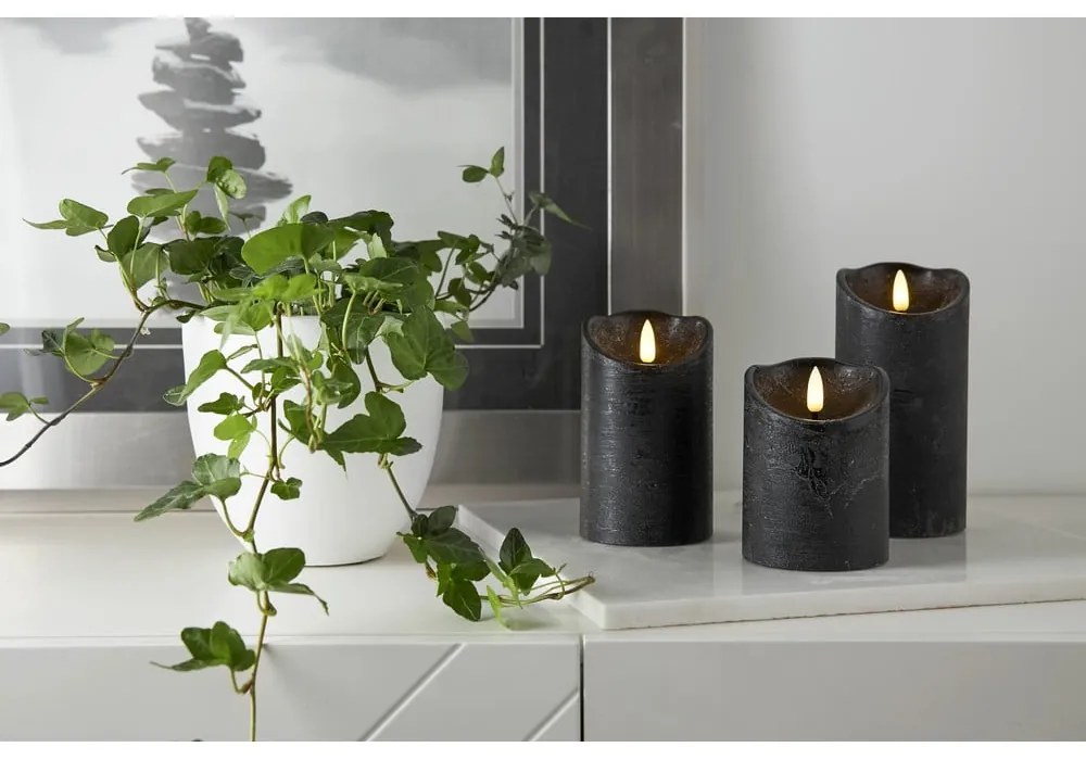 Flamme Rustic fekete LED viaszgyertya, magasság 15 cm - Star Trading