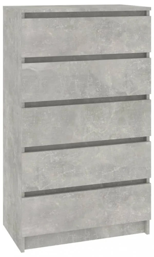 betonszürke szerelt fa fiókos szekrény 60 x 36 x 103 cm