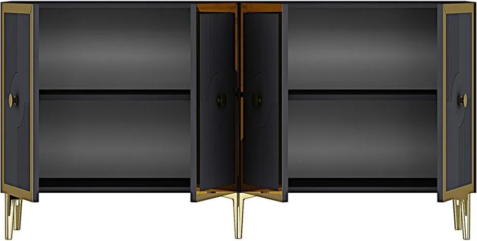 Pega komód, antracit-arany, 125 cm