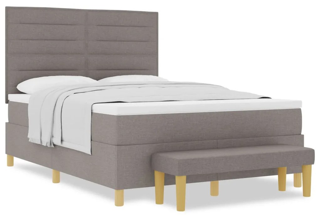 Boxspring ágy matrac &amp; pad taupe 140x190 cm szövet