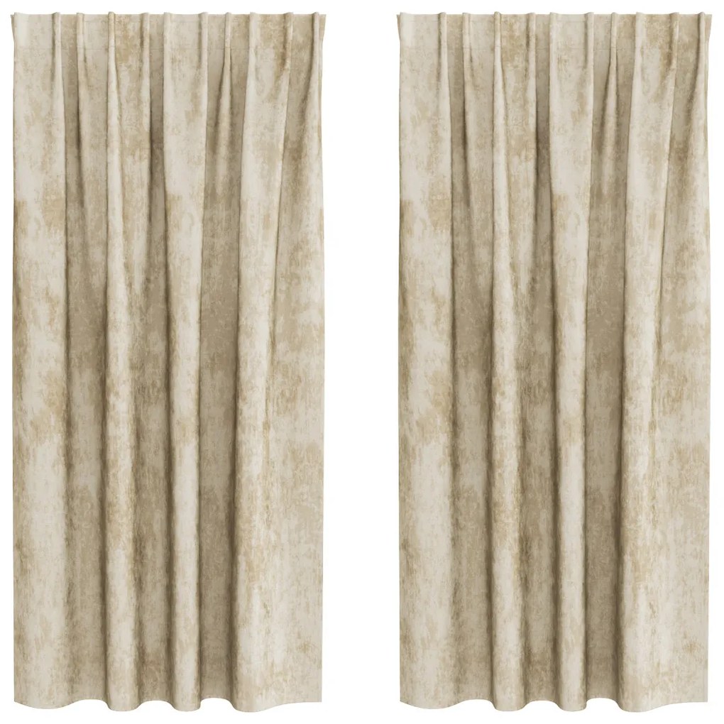 Velúr Függöny 2 db Pálcataszkolt Krém 175x140 cm
