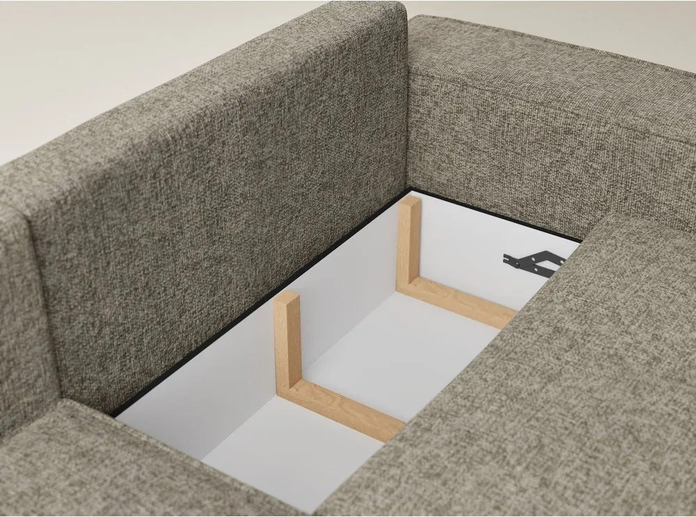 Barna zsenília kinyitható-tárolóhelyes sarokkanapé (bal oldali-L alakú) Tonga – Maison de Rêve