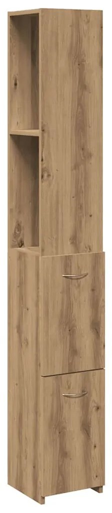 kézműves tölgy színű szerelt fa fürdőszobaszekrény 25x25x170 cm