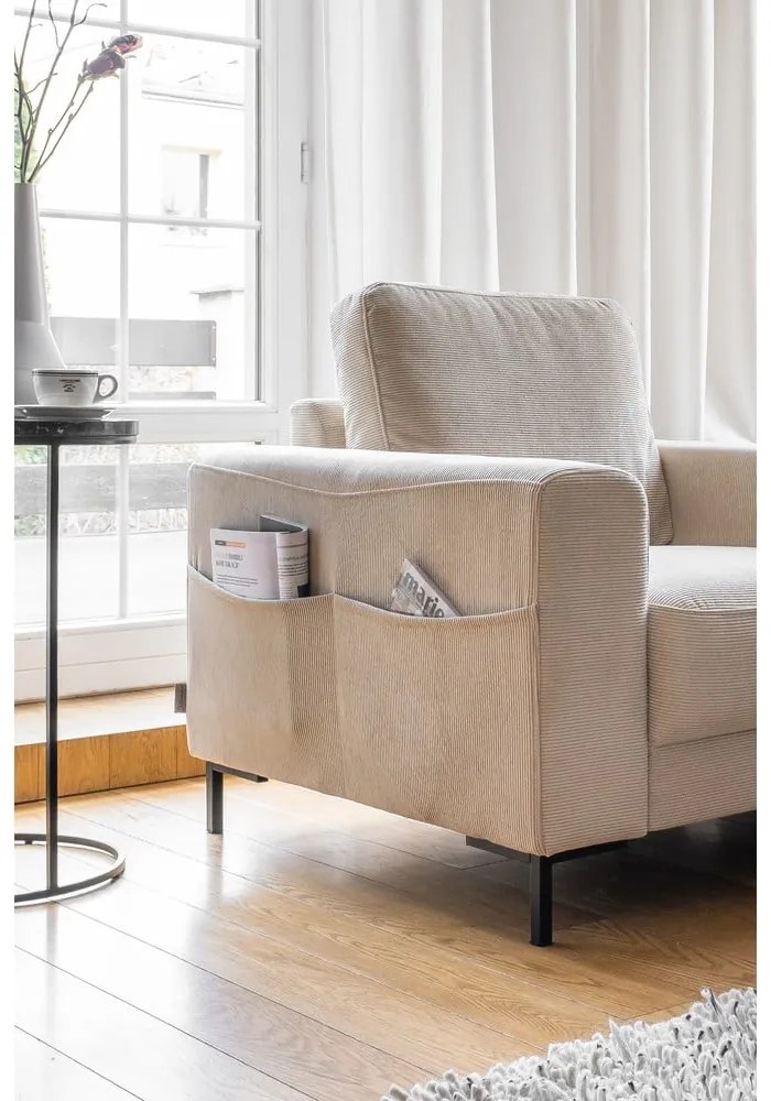 Bézs kordbársony fotel Lofty Lilly – Miuform