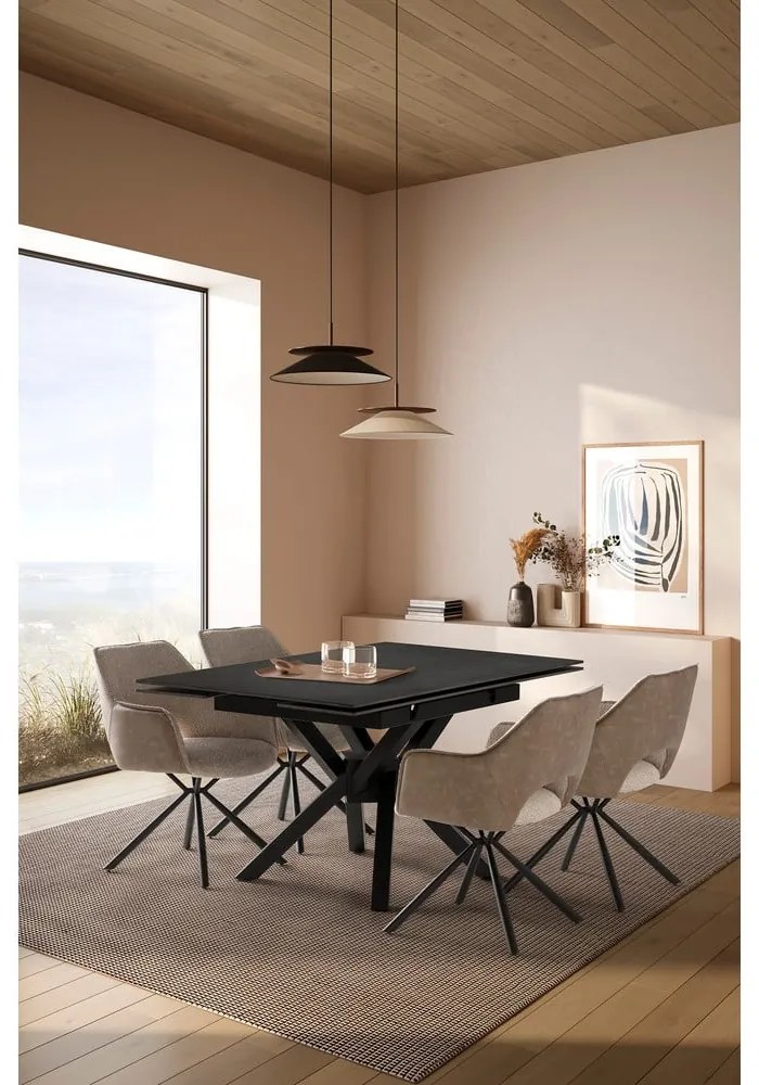 Bővíthető étkezőasztal kő asztallappal, hosszabbító asztallappal 90x150 cm Arlene – Marckeric