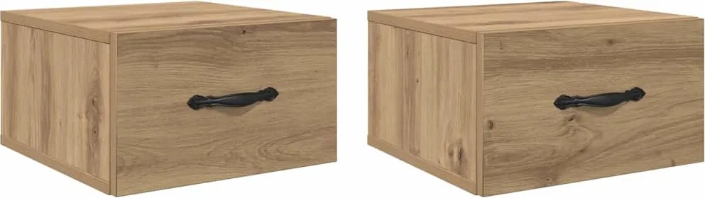 vidaXL Éjjeliszekrény 2 pcs kézműves tölgy 35 x 35 x 20 cm Faanyag