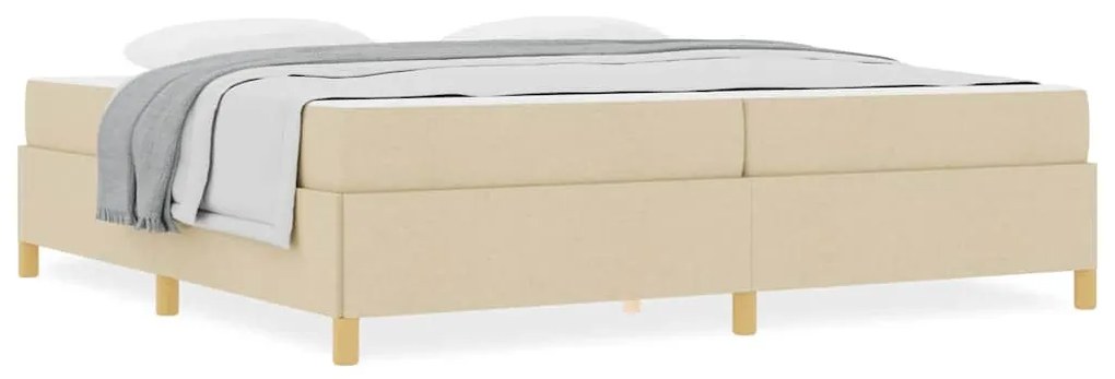 Boxrugós ágy matracmal Fehér és krém 200 x 200 cm szövet