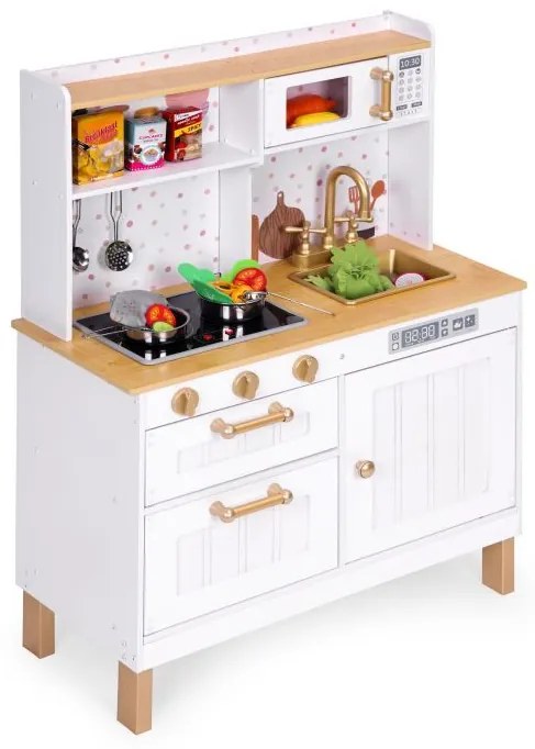 Gyermek fakonyha kiegészítőkkel, hangokkal és LED világítással