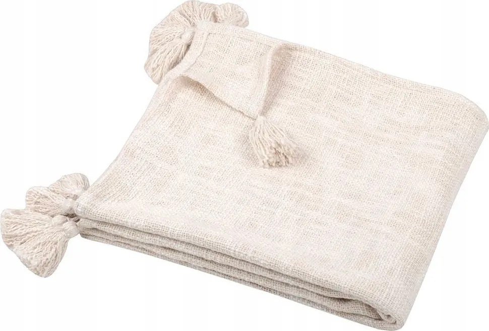 Takaró Sanchez 125x150 cm écru gyom pléd kanapé fotel Boho krémszínű