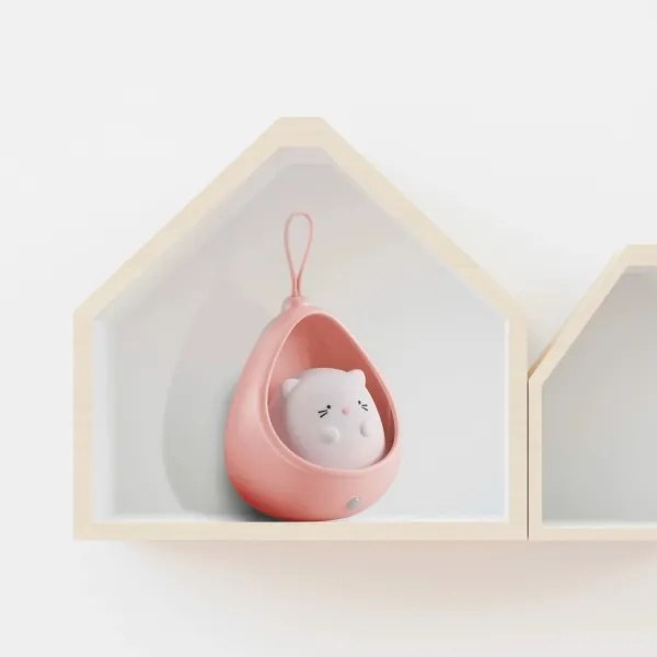 LED Gyermek Tájoló lámpa érzékelővel KITTY LED/0,5W/5V USB rózsaszín