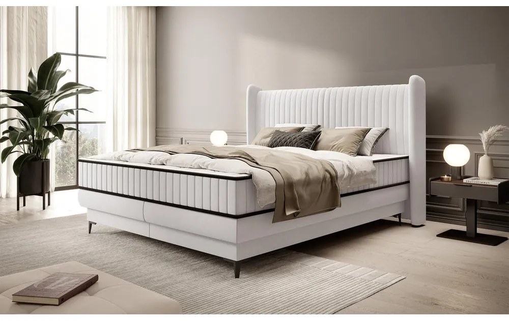 Kontinentális franciaágy 140 cm Dalmo 140 (ágyráccsal) (tárolóhellyel) (szürke + fekete) . 1099664