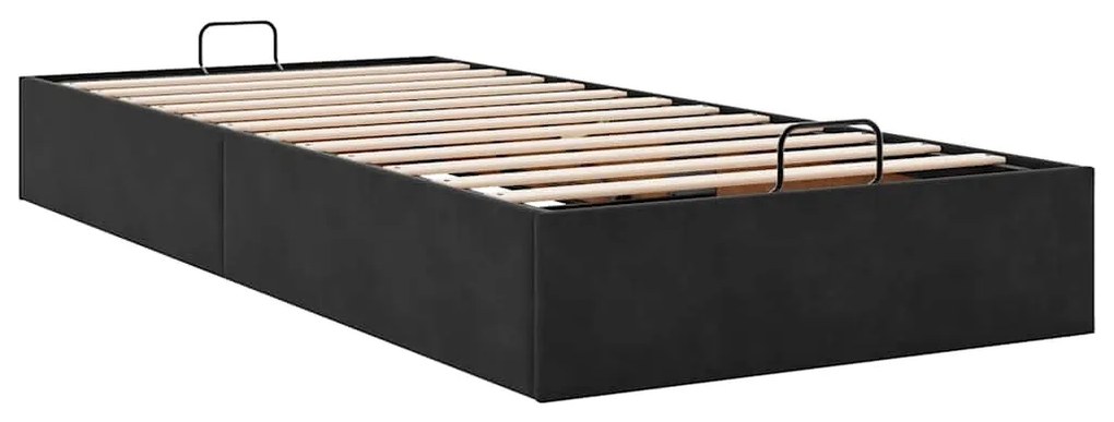 Ottomán ágykeret matrac nélkül fekete 80x200 cm bársony