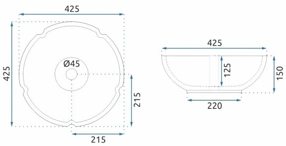 REA-U5666 - VIVIEN ráültethető mosdó Ø 42,5 cm, kerámia/ornamentális minta