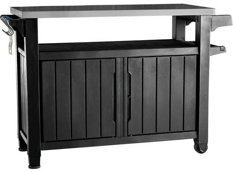 Keter UNITY XL 270 l multifunkcionális kertigrillezőasztal, grafit, 134 x 52 x 90 cm