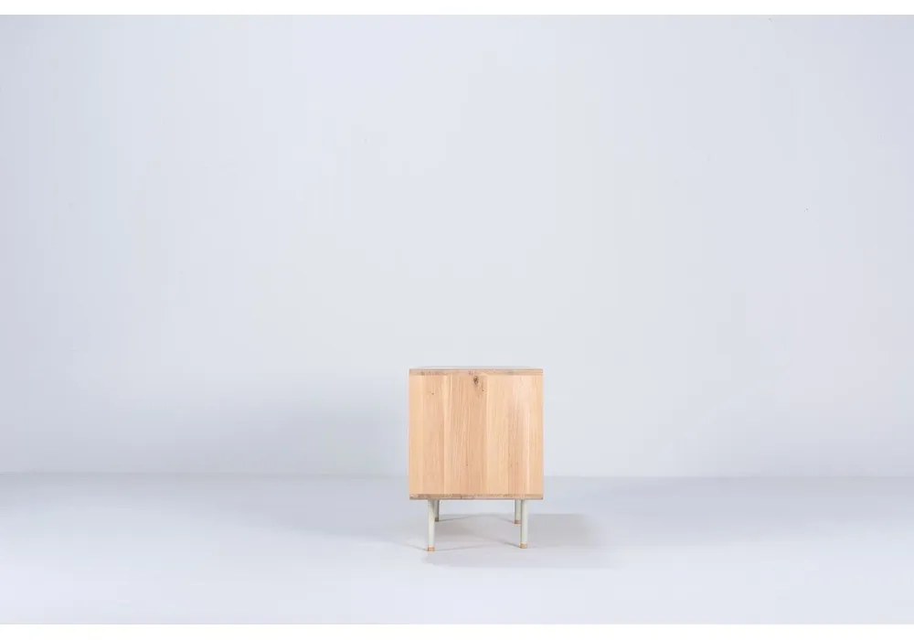 Fehér-natúr színű tölgyfa TV-állvány 150x64 cm Fina – Gazzda