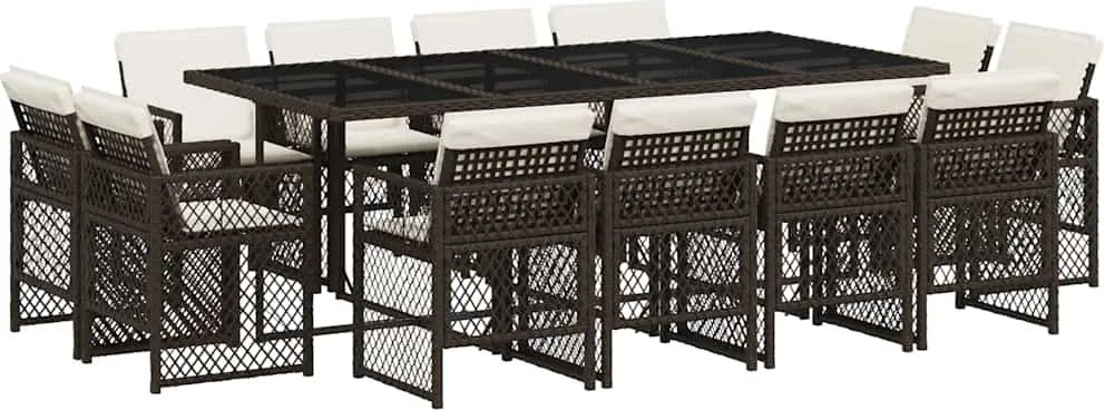 vidaXL 13 részes barna polyrattan kerti ülőgarnitúra párnákkal