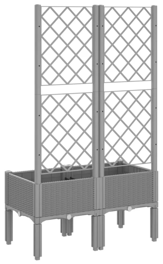 világosszürke PP rácsos kerti ültetőláda 80 x 40 x 142 cm
