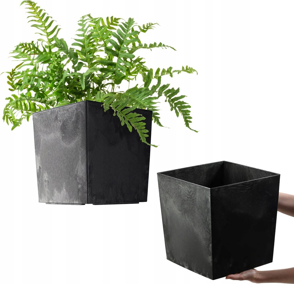 Virágtartó 30cm Virágtartó Betéttel Műanyag Fekete