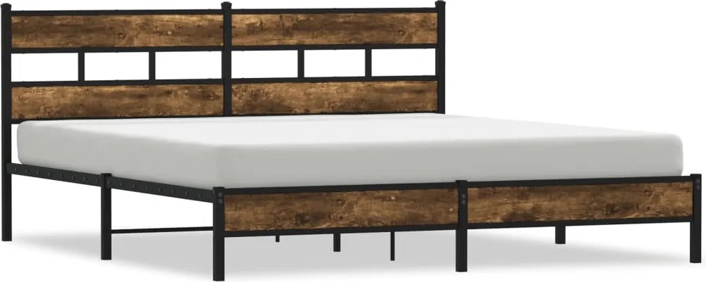 vidaXL füstös tölgy színű fém ágykeret matrac nélkül 183 x 213 cm