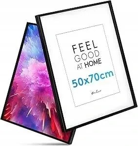 Kép- és poszterkeret 50x70 cm 2 db fekete fa plexi