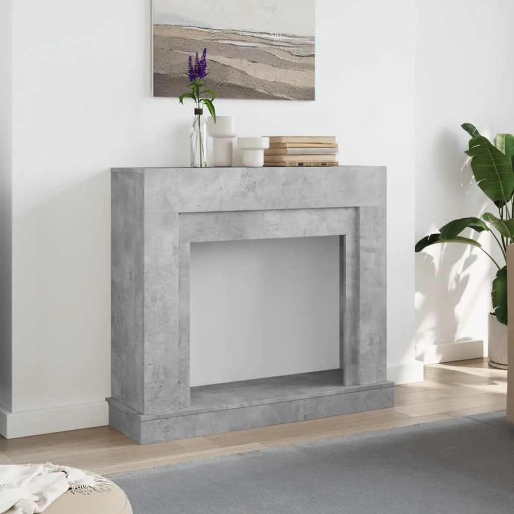 betonszürke szerelt fa kandallóburkolat 100 x 30 x 87,5 cm
