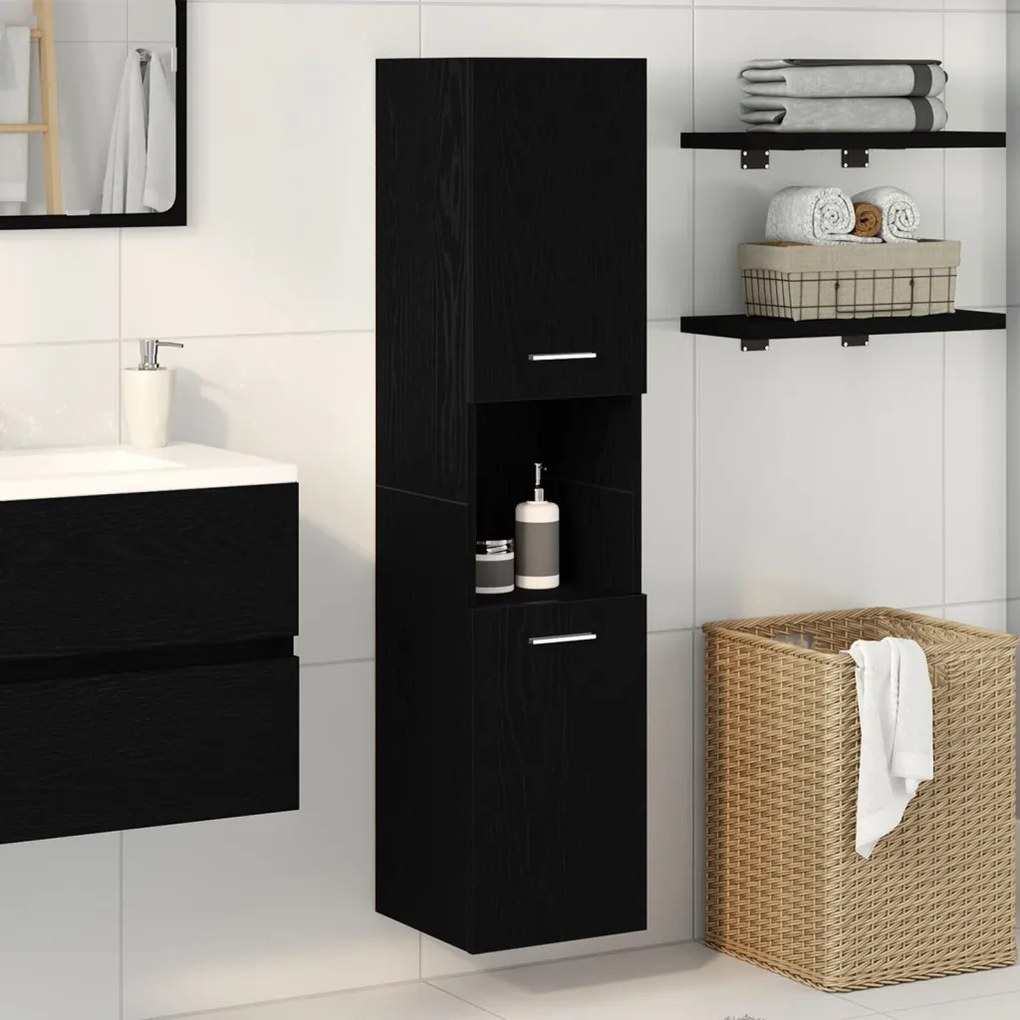 Fekete Tölgy Kádas Fali Szekrény 30x30x130 cm MDF