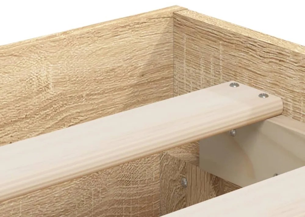 sonoma tölgyszínű szerelt fa ágykeret 200 x 200 cm