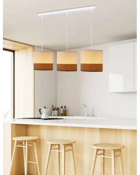 Csillár zsinóron BIANCO 3xE27/40W/230V fehér/barna