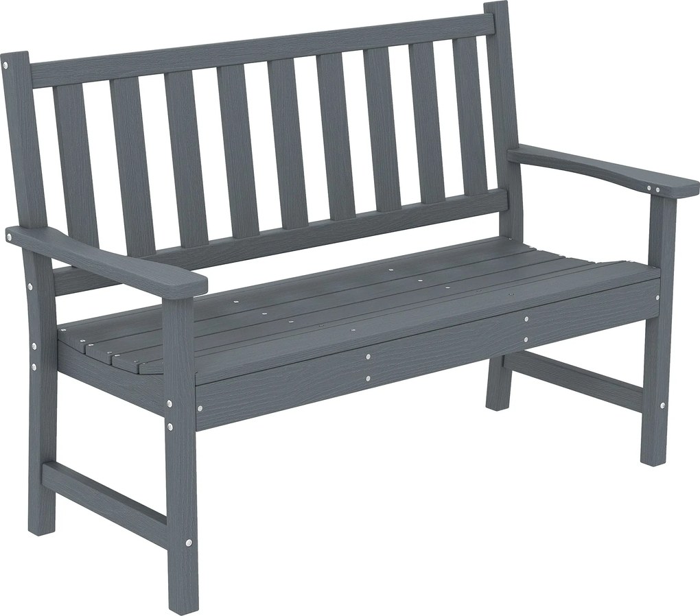 Outsunny 2 személyes időjárásálló kerti pad, HDPE faerezet, ergonomikus támla, 240 kg teherbírás, 130 x 59 x 91 cm | Aosom