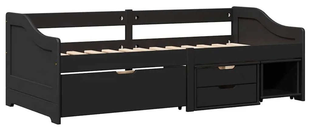 Napozóágy 3 fiókkal matrac nélkül IRUN Fekete 90x200 cm
