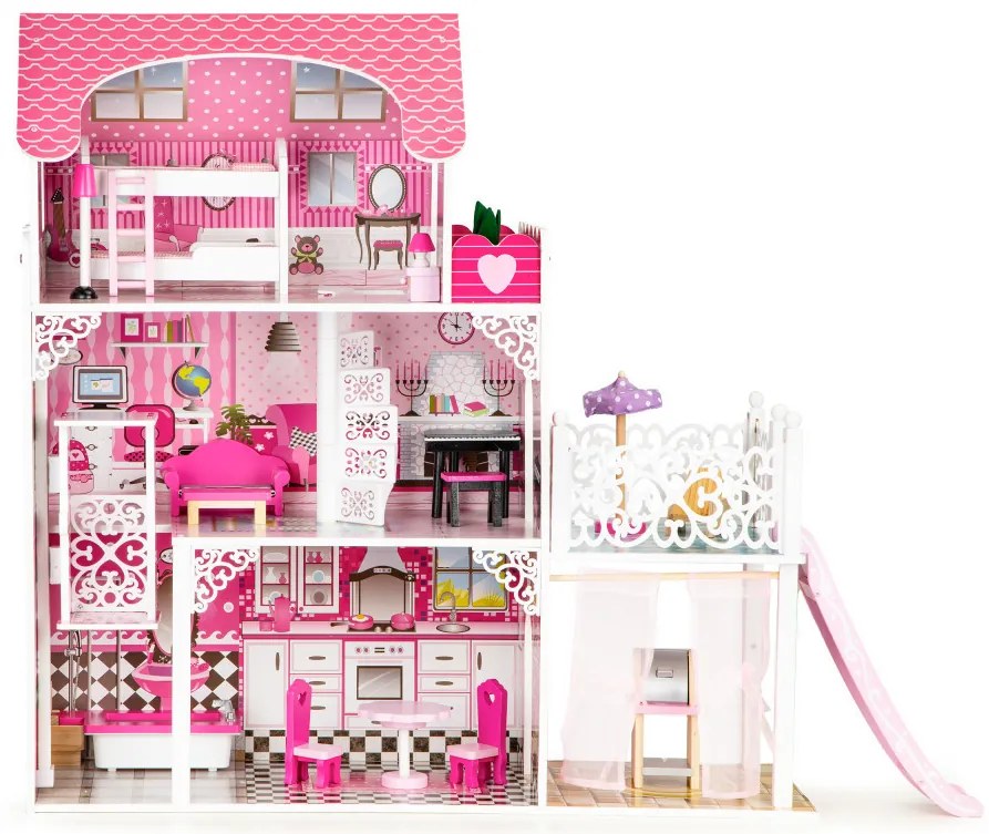 Fa babaház csúszdával XXL