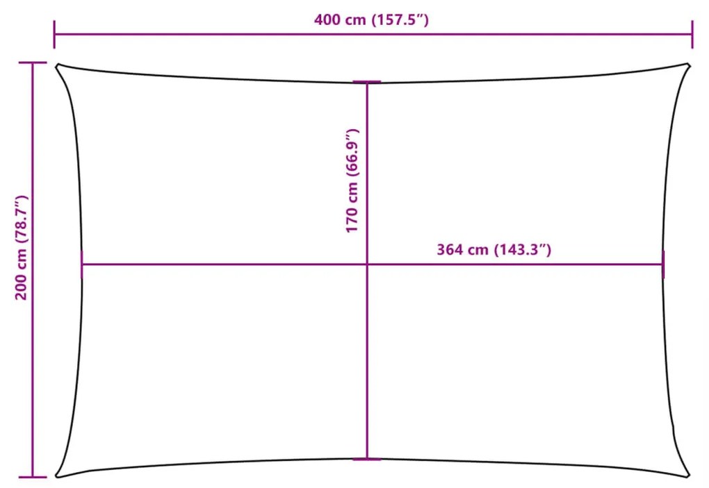 narancssárga téglalap alakú oxford-szövet napvitorla 2 x 4 m