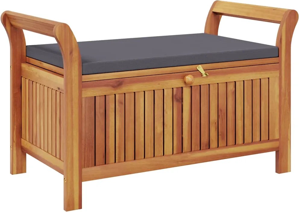 vidaXL tömör akácfa kerti tárolópad párnával 91 cm