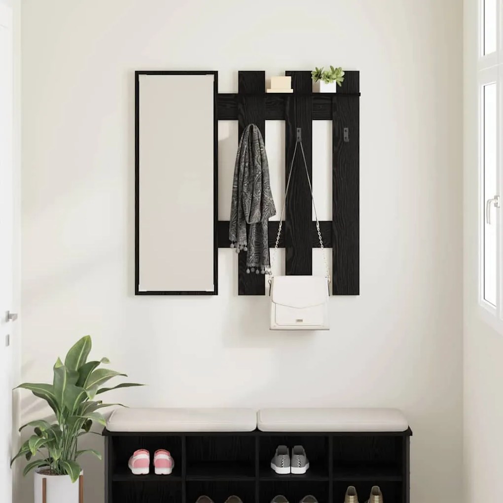 Fali Kabáthorog tükörrel Fekete tölgy 100 x 10 x 100 cm Faanyag