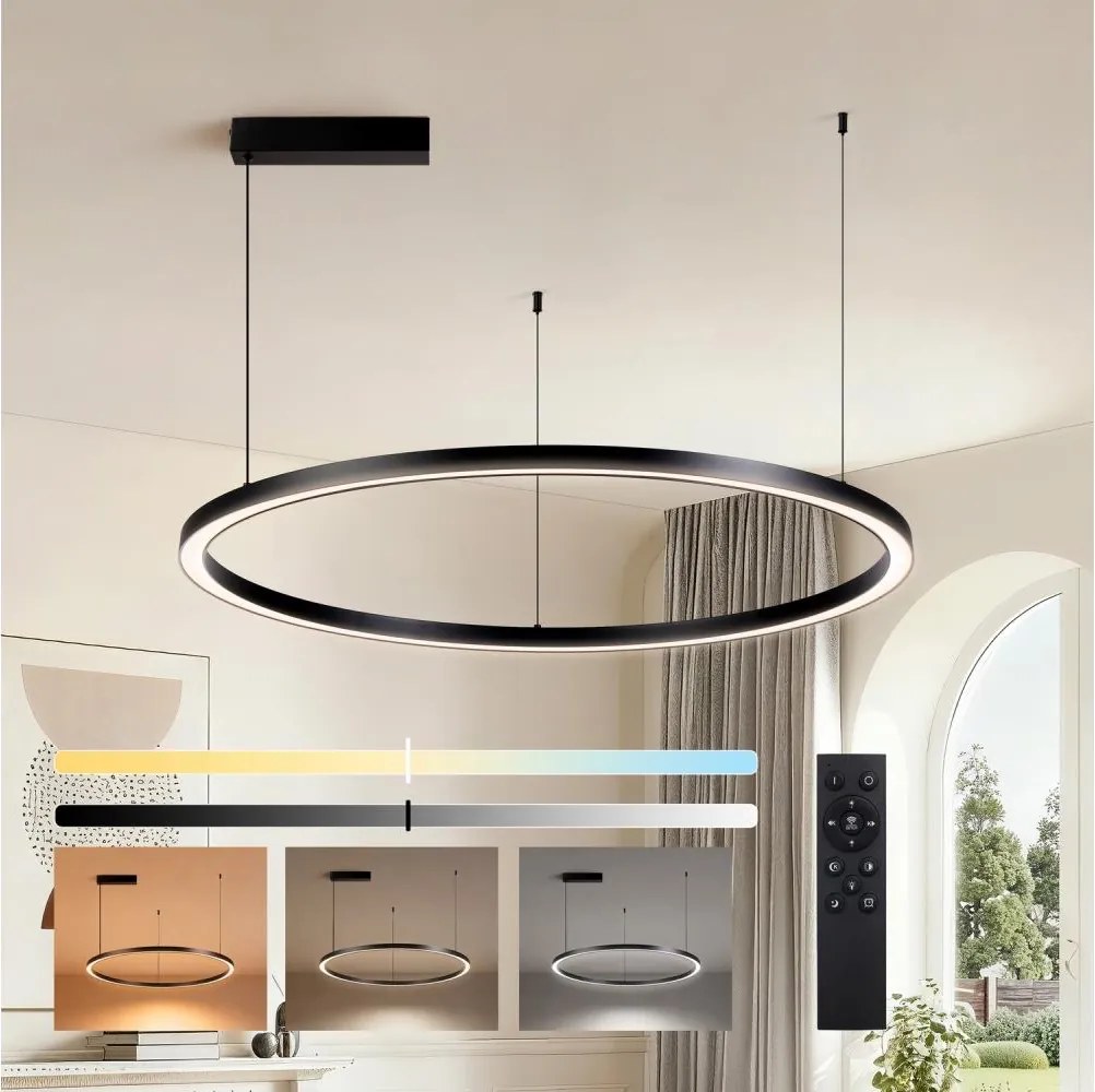 BRILAGI - LED fényerőszabályozható kábeles függőlámpa PORTOFINO LED/60W/230V átm. 80 cm fekete + távirányító