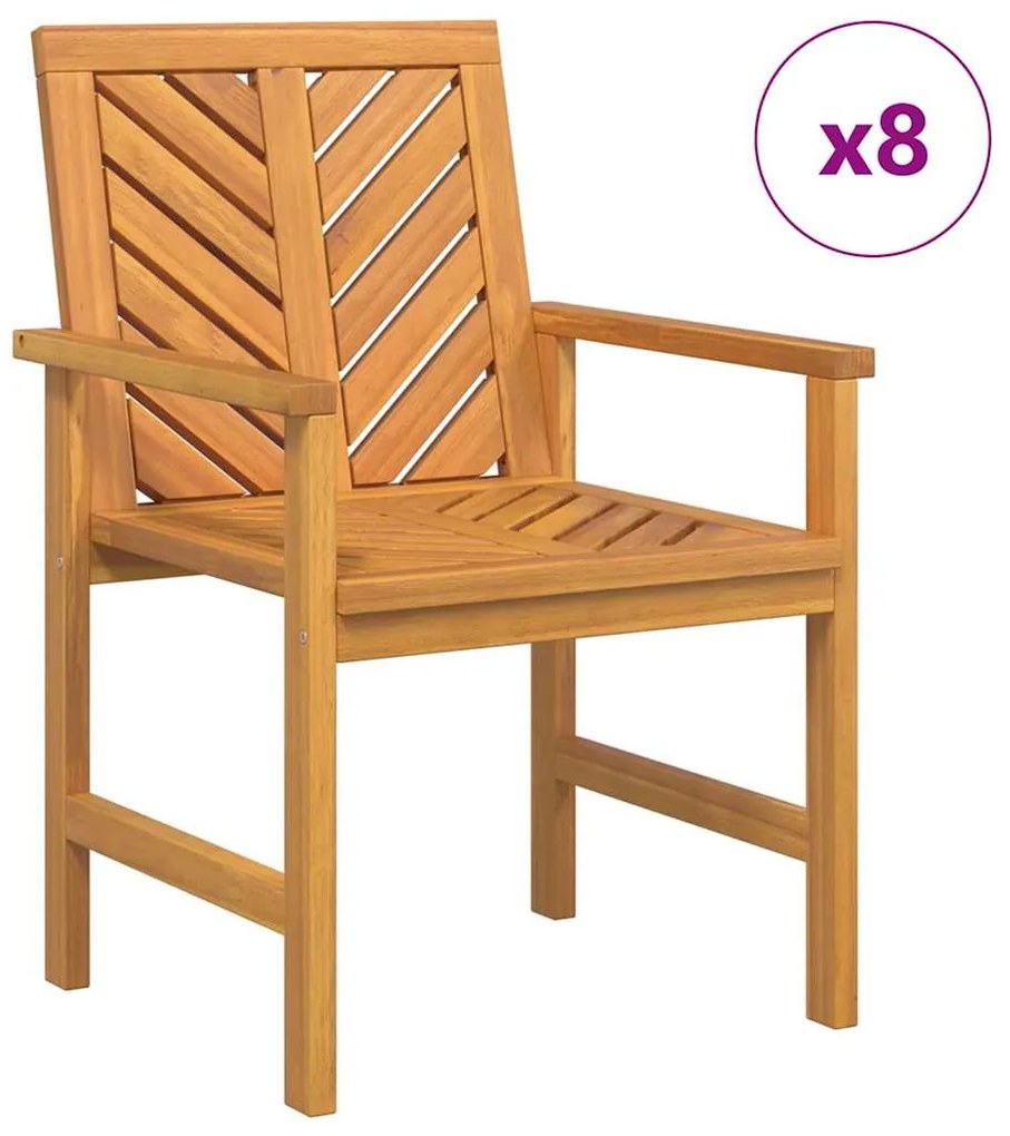 Kerti étkező székek 8 pcs Barna 59 x 62.5 x 89 cm tömör akácfa