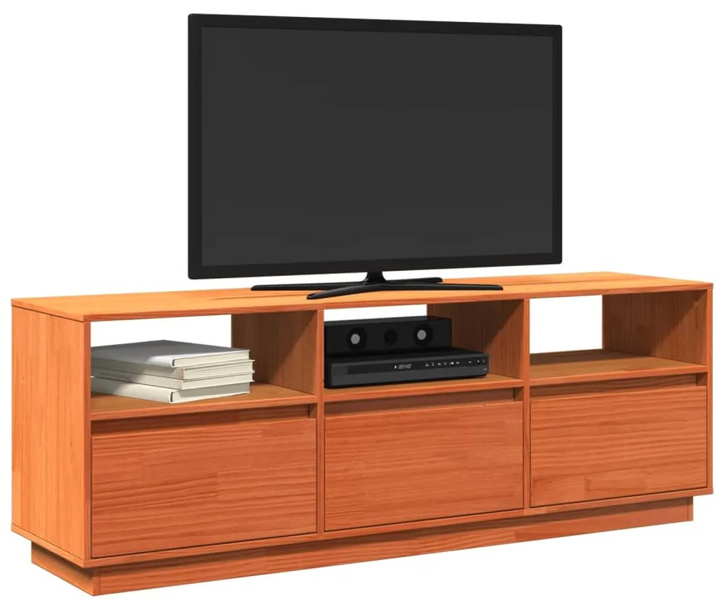 viaszbarna tömör fenyőfa TV-szekrény 140 x 37 x 50 cm