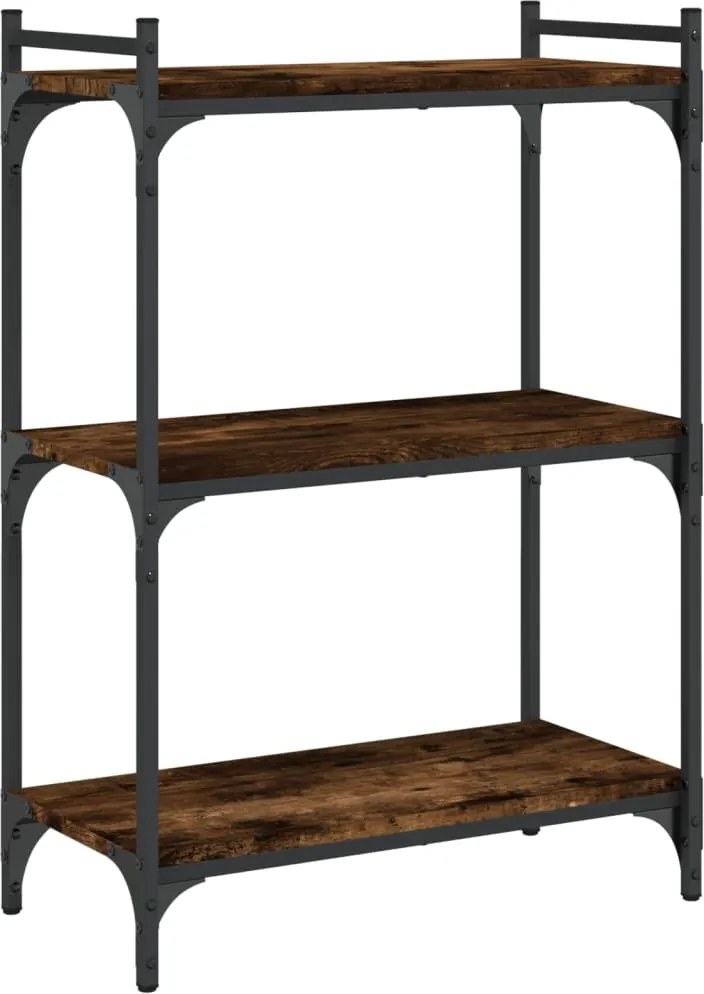 vidaXL 3 szintes füstös tölgy színű szerelt fa könyvespolc 60x30x86 cm