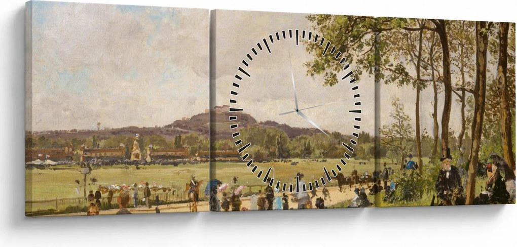 Kép - French 19th Century, Race Course at Longchamps, reprodukciók (órával) (90x30 cm)
