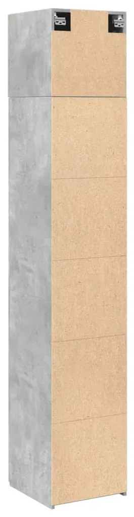 betonszürke szerelt fa vékony tárolószekrény 40 x 42,5 x 225 cm