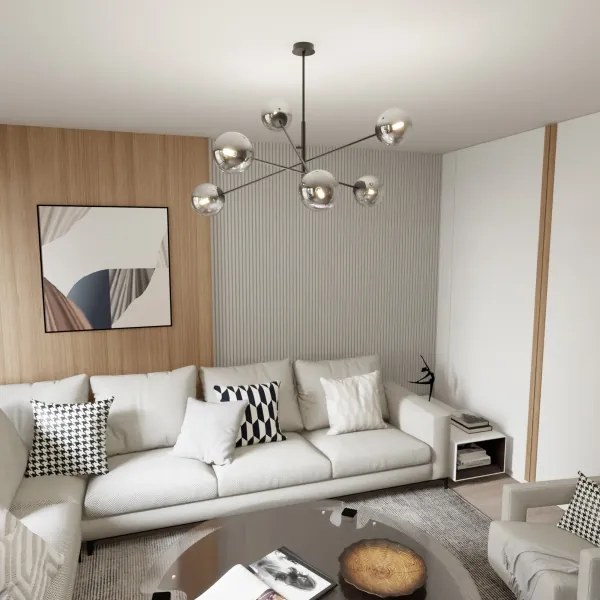 Csillár rúdon LINEAR 6xE14/10W/230V fekete/szürke